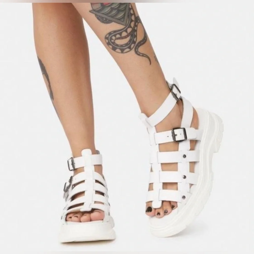 Free People White Gladiator Sandals - Picture 1 of 13